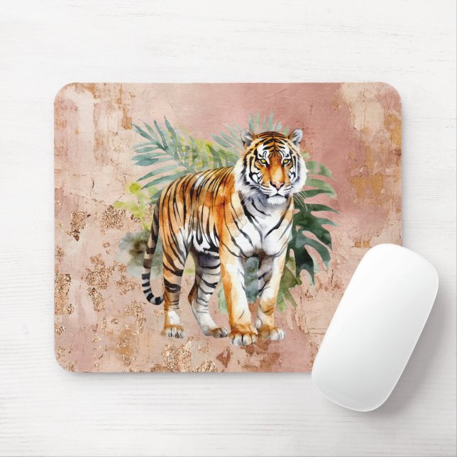 Tapis De Souris Tigre avec Feuille (Avec souris)