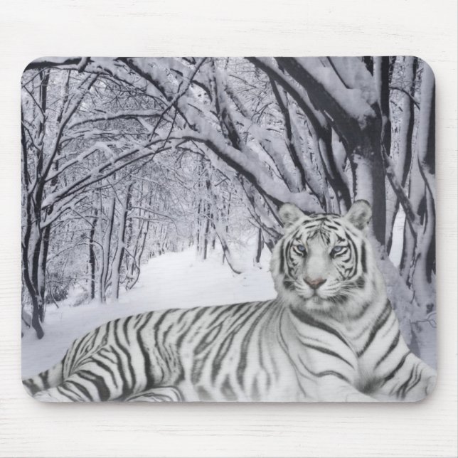 Tapis De Souris Tigre blanc Mousepad d'hiver (Devant)