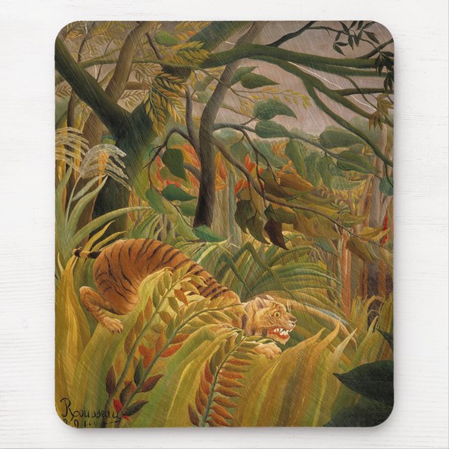 Tapis De Souris Tigre dans une tempête tropicale par Henri Roussea (Devant)