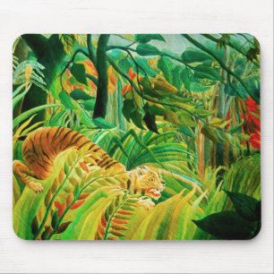 Tapis De Souris Tigre de Henri Rousseau dans une tempête tropical
