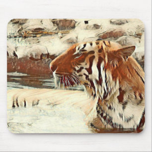 Tapis De Souris tigre de natation de couleur chaude