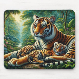 Tapis De Souris Tigre et lave-linge dans une peinture de jungle lu