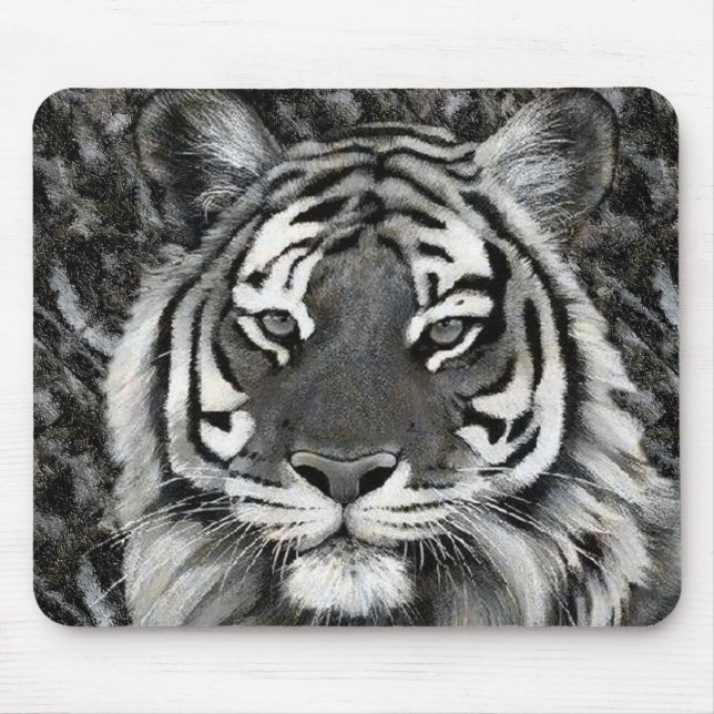Tapis De Souris Tigre noir et blanc Mousepad (Devant)