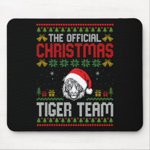 Tapis De Souris Tigre portant un chapeau de Père Noël Lumières de