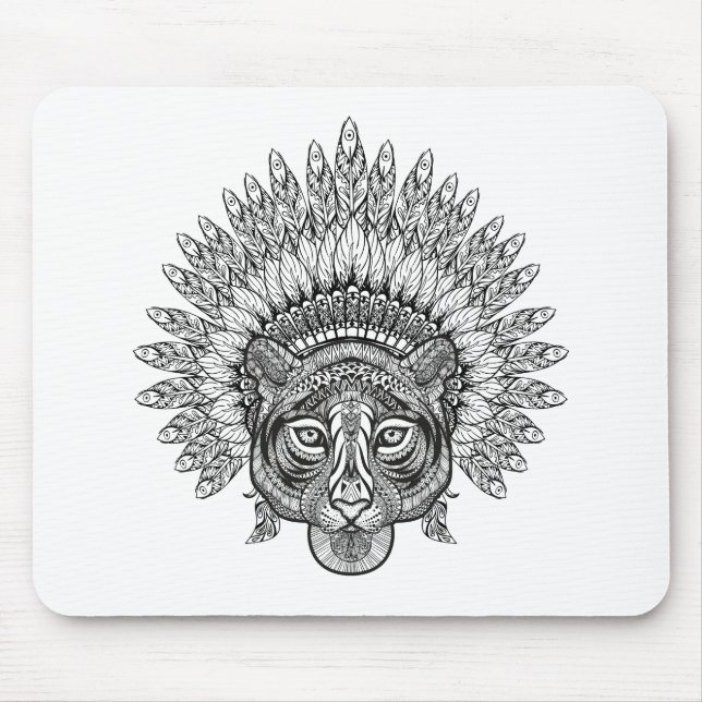 Tapis De Souris Tigre tiré par la main dans le style (Devant)