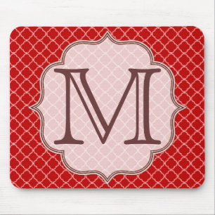 Tapis De Souris Timbre rouge Quart Latti Monogramme Souris
