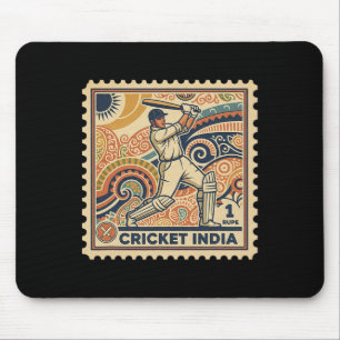 Tapis De Souris Timbre vintage roupie de cricket d'Inde avec art p