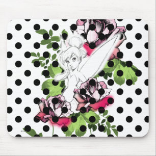 Tapis De Souris Tinker Bell Sketch avec Roses et Pois