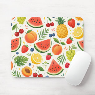 Tapis De Souris Tissu à motif de fruits d'été   Pastèque tropicale