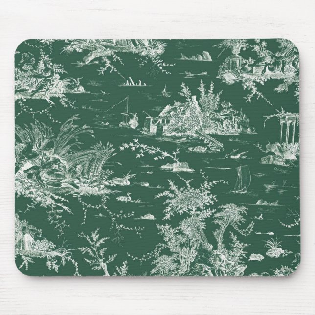 Tapis De Souris Toile de Jouy verte (Devant)