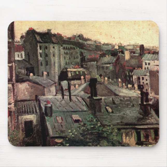 Tapis De Souris Toits et sacs de maisons par Vincent van Gogh (Devant)