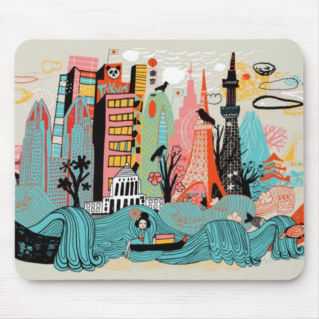 Tapis De Souris Tokyo tirée par la main Japon (Devant)