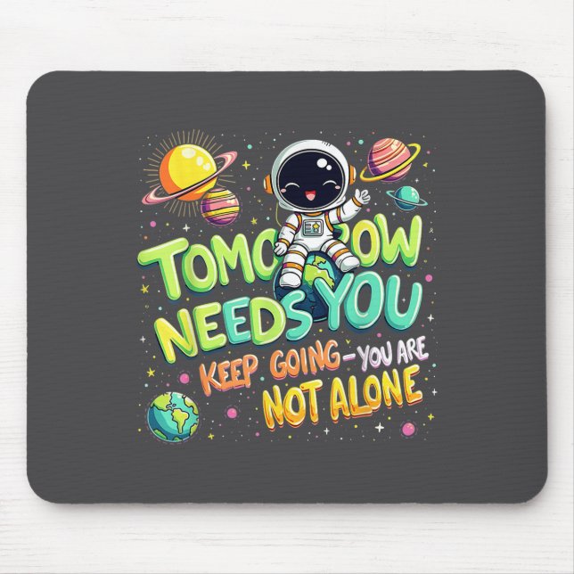 Tapis De Souris Tomorrow Needs You Motivational Space Astronaut Gr (Devant)