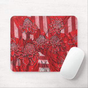 Tapis De Souris Torch Ginger Lily, Fleurs rouges Tropical Floral A