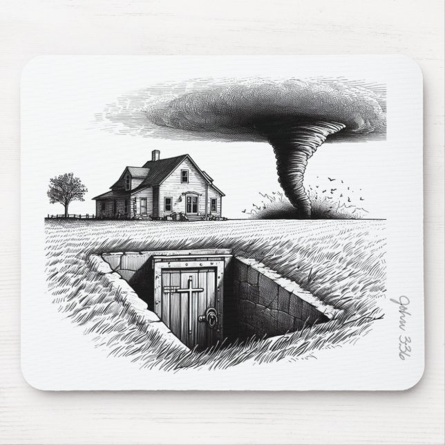Tapis De Souris Tornado Maison Cave avec Croix (Devant)