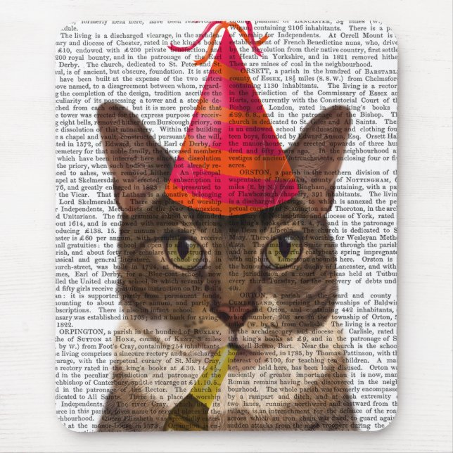 Tapis De Souris Tortoiseshell Chat avec Casquette du Parti (Devant)