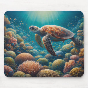 Tapis De Souris Tortue de mer et corail