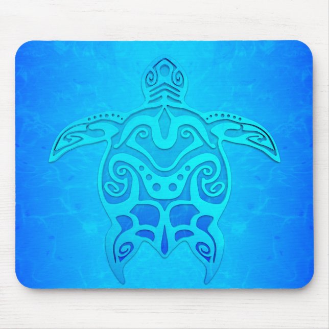 Tapis De Souris Tortue tribale bleue (Devant)
