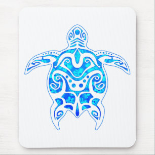 Tapis De Souris Tortue tribale bleue fraîche
