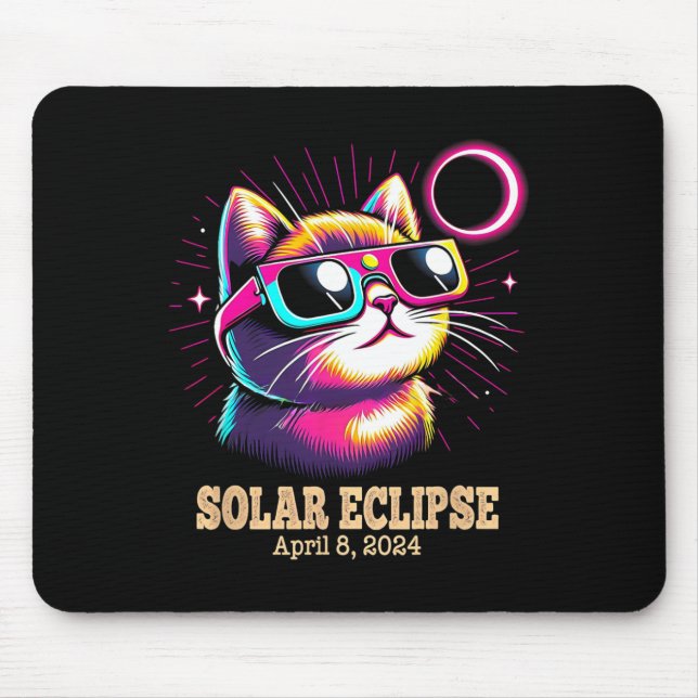Tapis De Souris Total Chat Éclipse Solaire 8 avril (Devant)