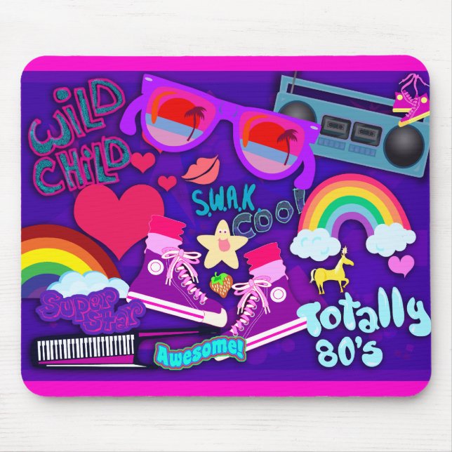 Tapis De Souris Totalement 80 Violet Collage (Devant)