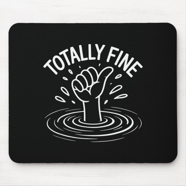Tapis De Souris Totally Fine Funny Sarcastic Drowning Thumb Up  (Devant)