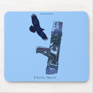 Tapis De Souris Totem natif haïda Poteau et aigle Mousepad