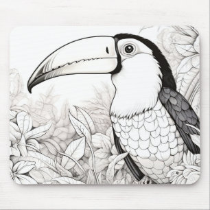 Tapis De Souris Toucan Nature paisible Prairie Dessin d'art