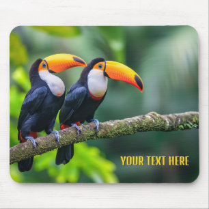 Tapis De Souris Toucans Tropical Texte Personnalisé