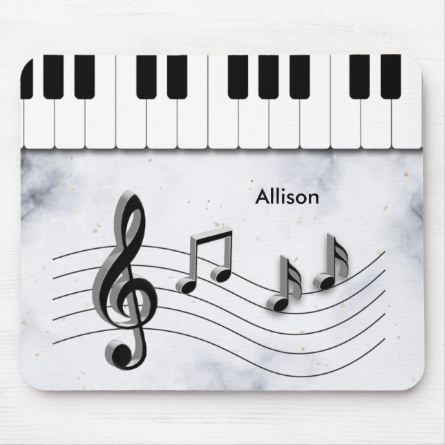 Tapis De Souris Touches de piano personnalisées et notes musicales (Devant)