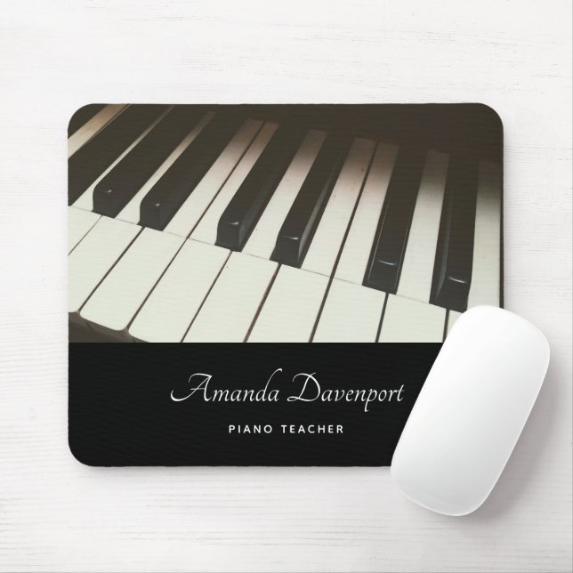 Tapis De Souris Touches de piano - Photographie noir et blanc élég (Avec souris)