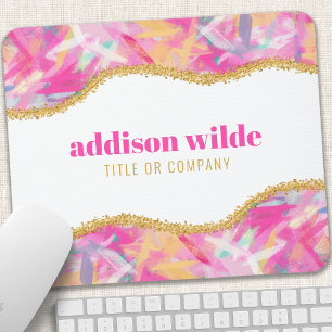 Tapis De Souris Touches De Pinceau Colorées Modernes Or Chic Entre