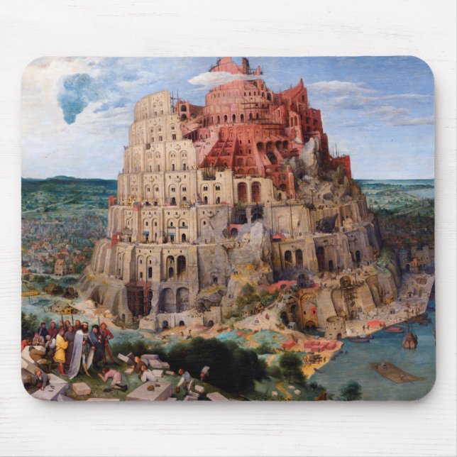 Tapis De Souris Tour de Babel, Pieter Bruegel l'Ancien, 1563 (Devant)