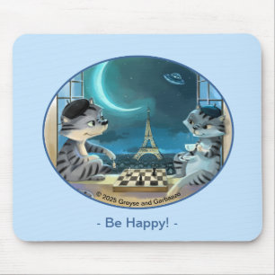 Tapis de souris Tour Eiffel Chats - Nuit Heureux T
