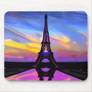 Tapis De Souris Tour Eiffel Pittoresque Au Coucher Du Soleil