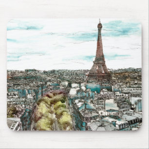 Tapis De Souris Tour Eiffel vintage des destinations   dans la vue