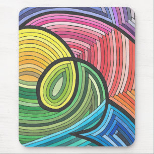 Tapis De Souris Tourbillon de arc-en-ciel abstrait vibrant avec de