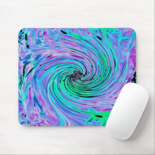 Tapis De Souris Tourbillon Floral Abstrait Lime Vert et Violet