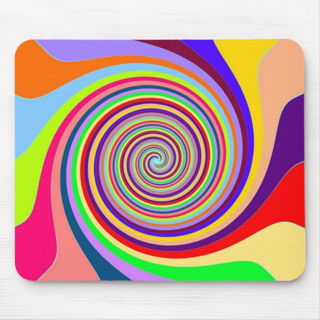 Tapis De Souris Tourbillon psychédélique lumineux arc-en-ciel (Devant)