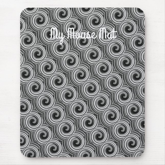 Tapis De Souris tourbillons noir et blanc moderne contemporaine (Devant)