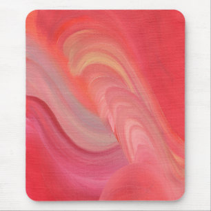 Tapis De Souris Tournants Abstraits Fluides en Rouge, Rose et Pêch