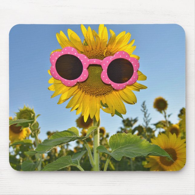 Tapis De Souris tournesol avec lunettes de soleil (Devant)