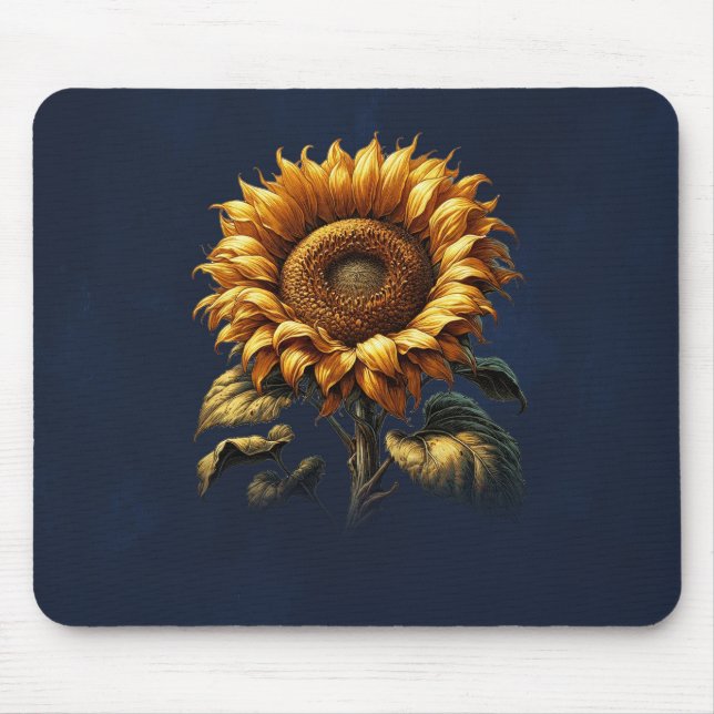 Tapis De Souris Tournesol bleu rustique (Devant)