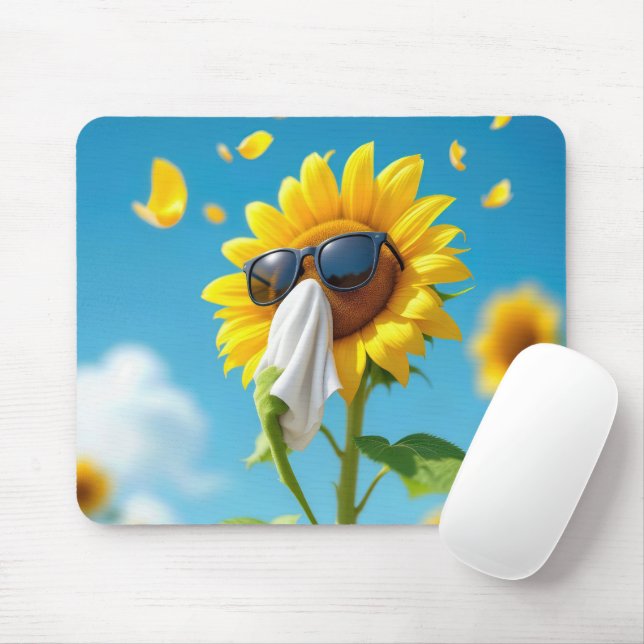 Tapis De Souris Tournesol éternué dans un tissus (Avec souris)