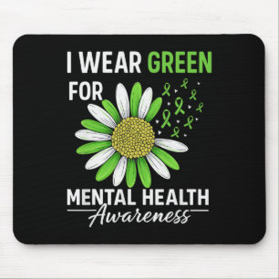 Tapis De Souris Tournesol Je porte du vert pour la sensibilisation