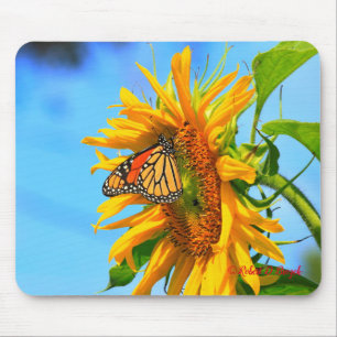 Tapis De Souris Tournesol Kansas avec papillon monarque