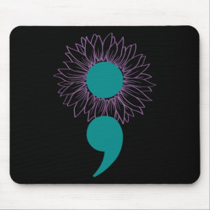 Tapis De Souris Tournesol point-virgule Sensibilisation au suicide