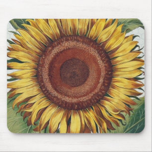 Tapis De Souris Tournesol Vintage Damas Fleur Art