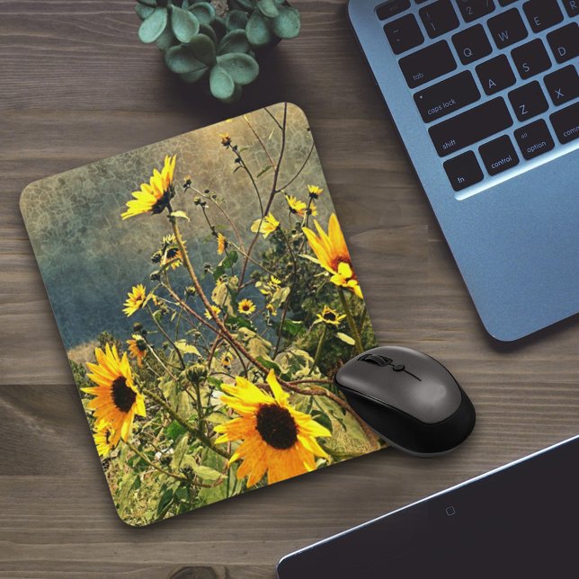 Tapis De Souris Tournesols Avant La Tempête Nuages Photo (Créateur téléchargé)
