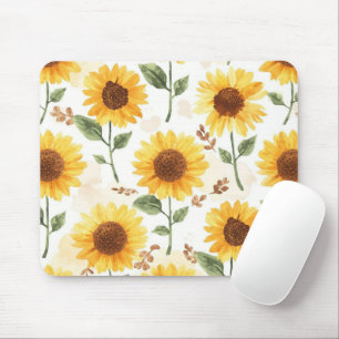 Tapis De Souris Tournesols Jaunes Floral Aquarelle Fantaisiste